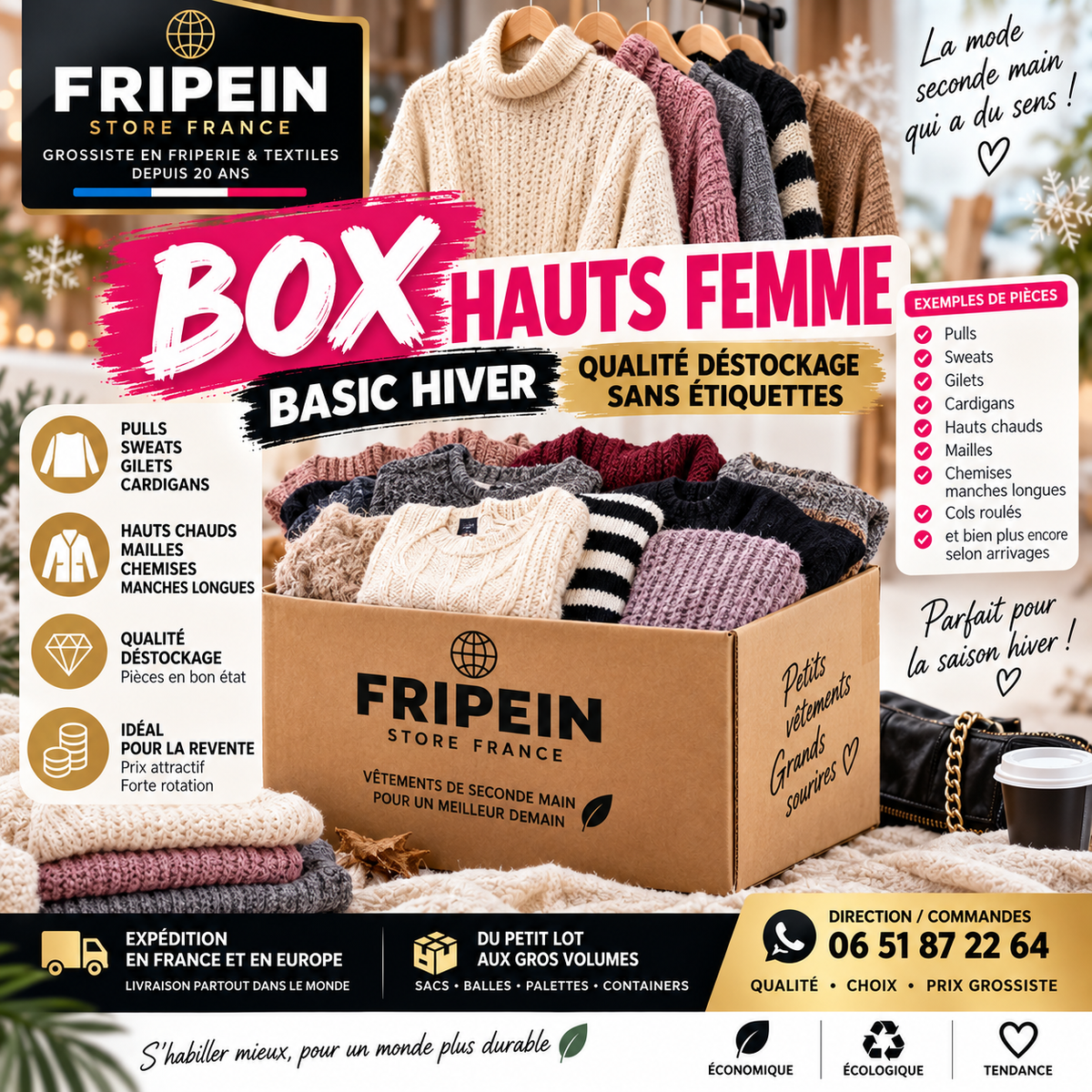 BOX Hauts Femme · Basic HIVER QUALITE DESTOCKAGE SANS ETIQUETTES