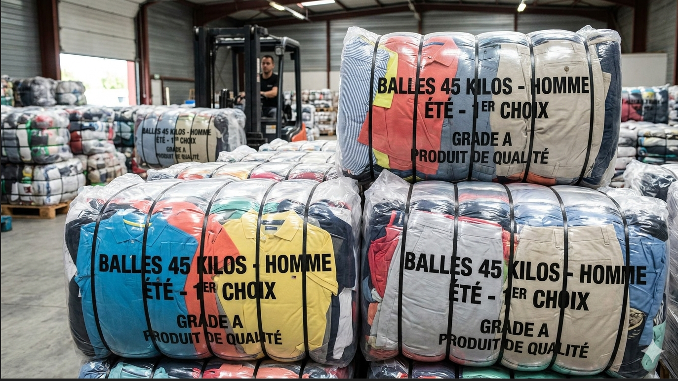 Homme FRIPERIE mixtes été balles 45 kilos qualité GRADE A