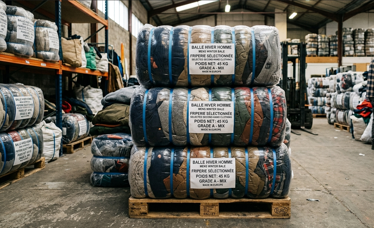 FRIPERIE homme hiver friperie balles 90 kilos GRADE A