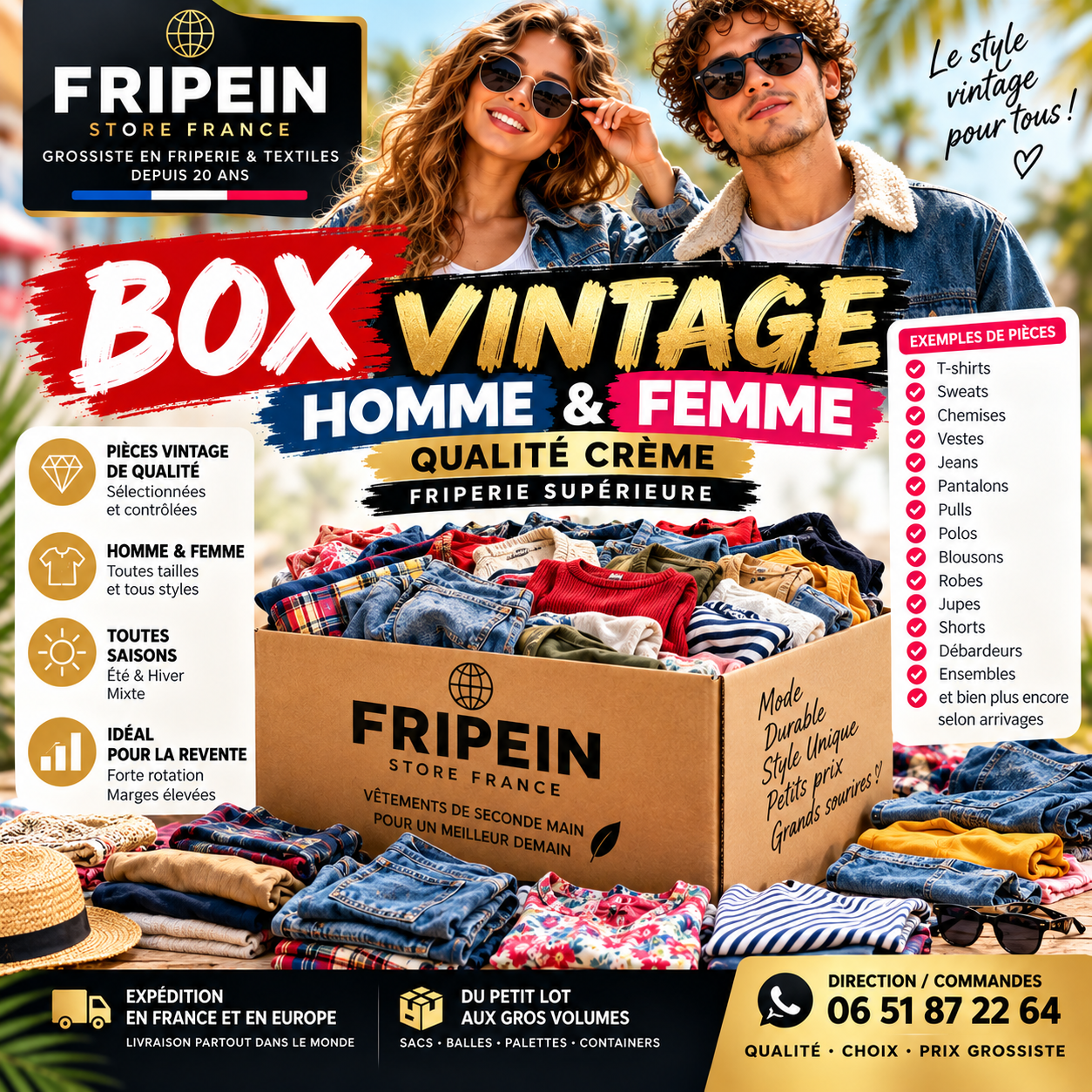 BOX 20 KILOS VINTAGE MIXTES FEMME HOMME