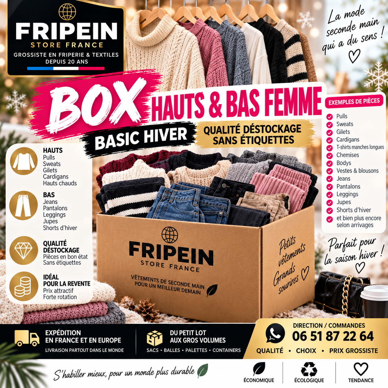 BOX Hauts BAS Femme · Basic HIVER QUALITE DESTOCKAGE SANS ETIQUETTES