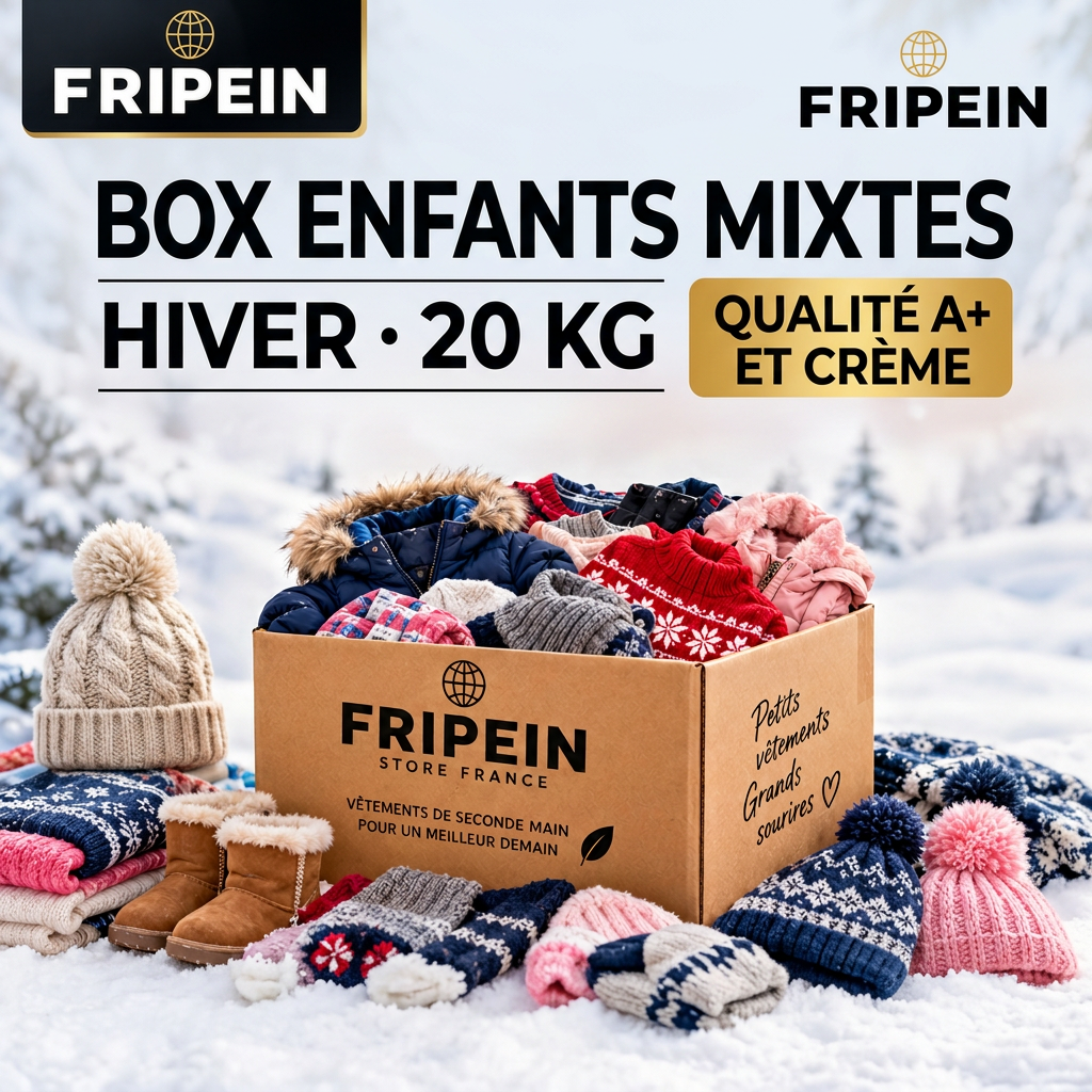 Box enfants mixtes hiver 20 kg FRIPEIN, qualité A+ et Crème