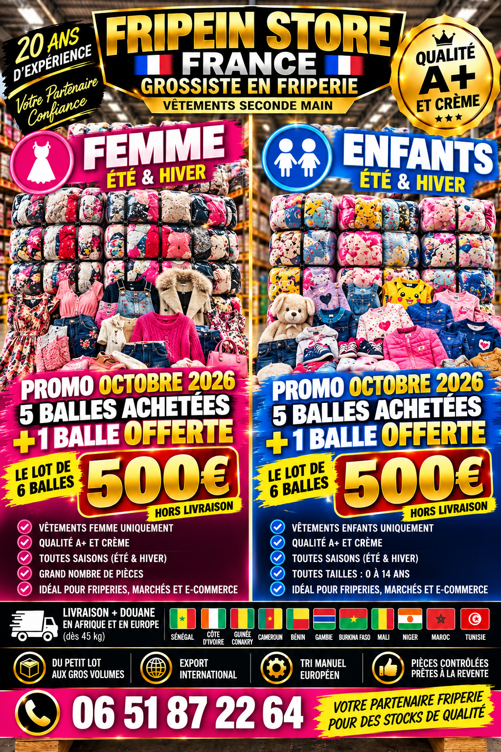 5 balles achetées + 1 offerte | Lot de 6 à 500 € maximum 2 balles enfants