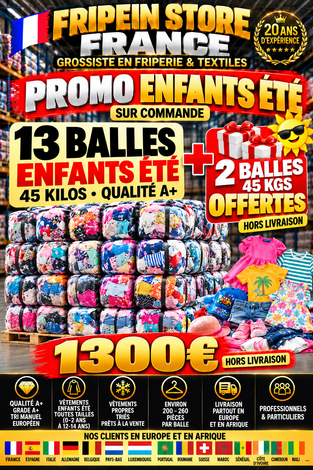 Lot de 13 balles enfants été de 45 kg + 2 balles offertes